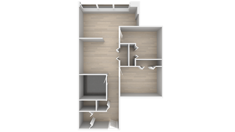 Floor plan for 2 beds, 1 bath, 800 sqft